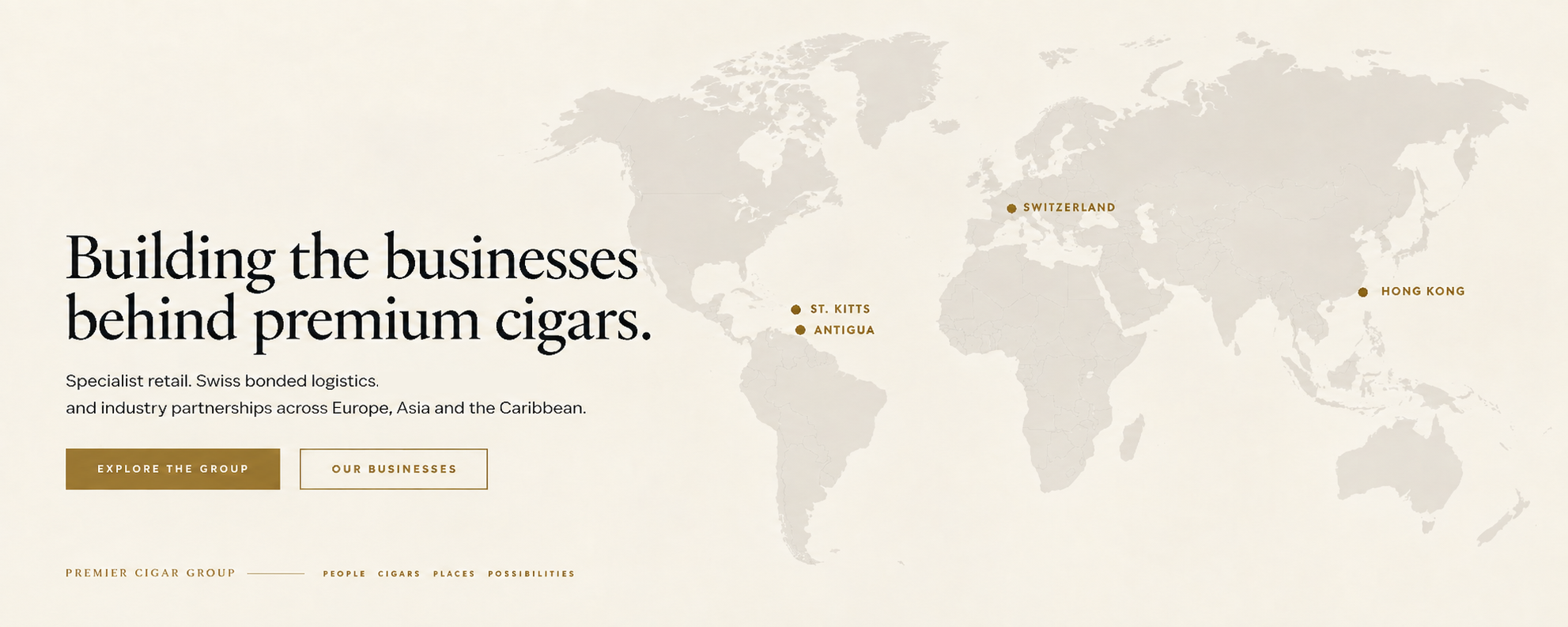 Building the businesses behind premium cigars. Specialist retail, Swiss bonded logistics and industry partnerships across Europe, Asia and the Caribbean.